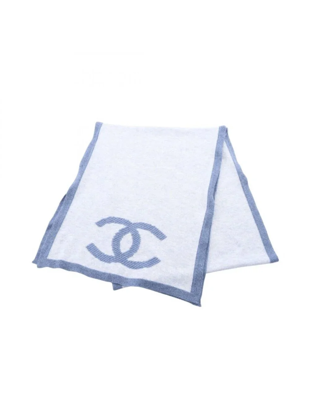 Chanel Scarf CC Logo Blue Cotton